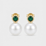 Pearl and Emerald Drop Earrings
