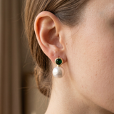Pearl and Emerald Drop Earrings