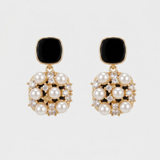 Black and Pearl Constellation Earrings