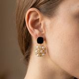 Black and Pearl Constellation Earrings