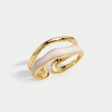 Pink Enamel Wave Open Ring