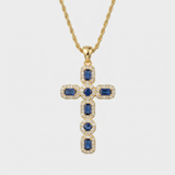 Blue Zirconia Cross Rope Necklace