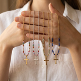 Beaded Cross Four Necklace Set