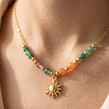 Gold Sun and Colour Stone Necklace