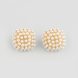 Pearl Dome Sphere Gold Earrings