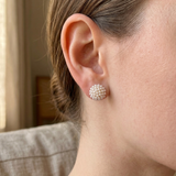 Pearl Dome Sphere Gold Earrings