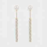 Vertical Line Pearl Drop Earrings