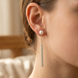Vertical Line Pearl Drop Earrings