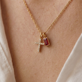 Red Crystal Cross Bead Necklace