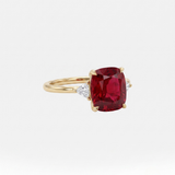 Red Zirconia Cushion Cut Gold Ring