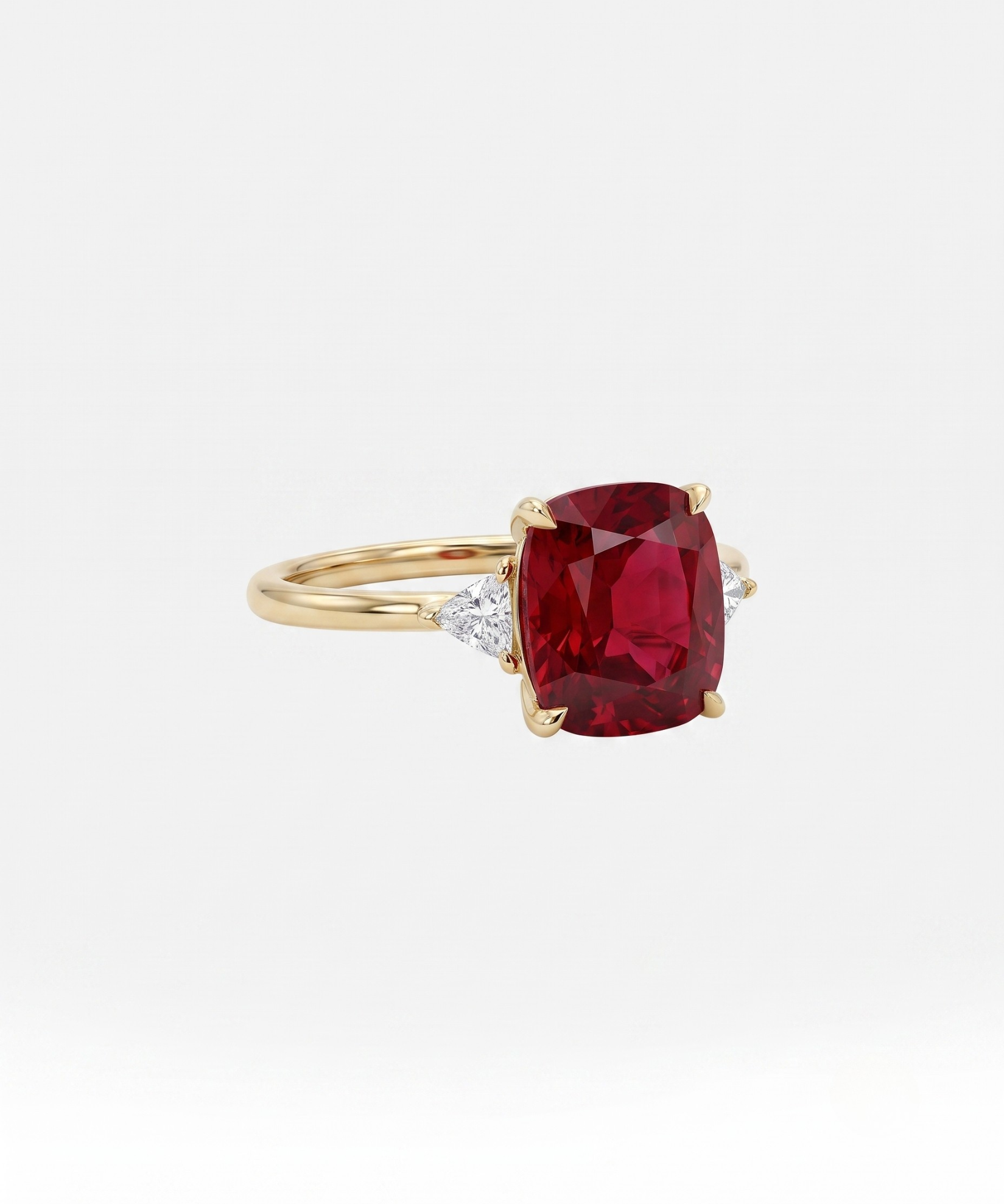 Red Zirconia Cushion Cut Gold Ring