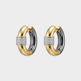 Two Tone Zirconia Hoop Earrings