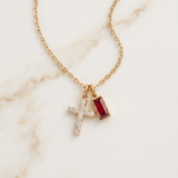 Red Crystal Cross Bead Necklace