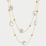Baroque Pearl Double Chain Necklace