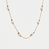 Pearl and Gold Cube Necklace