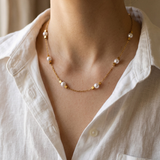 Pearl and Gold Cube Necklace