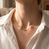 Five Flower Gold Chain Necklace