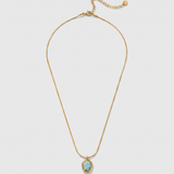 Blue Stone Pendant Gold Necklace