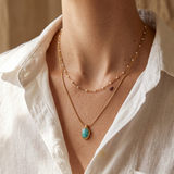 Blue Stone Pendant Gold Necklace