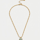 Green Stone Figaro Chain Necklace