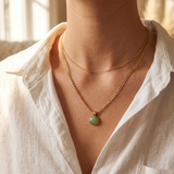 Green Stone Figaro Chain Necklace