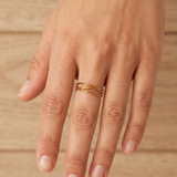 Three Layer Textured Gold Ring