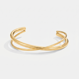 Crossed Line Gold Cuff Bracelet