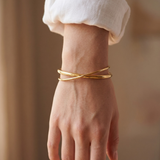 Crossed Line Gold Cuff Bracelet