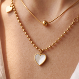 Mother of Pearl Heart Necklace Set