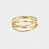 Three Layer Textured Gold Ring