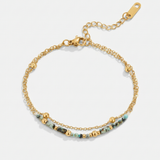 Sea Tone Stone Double Chain Bracelet