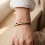 Sea Tone Stone Double Chain Bracelet