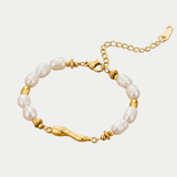 Pearl and Gold Wave Bracelet