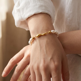 Pearl and Gold Wave Bracelet