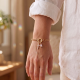 Pink Cross and Crystal Bead Bracelet