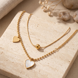 Mother of Pearl Heart Necklace Set