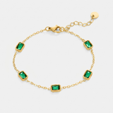 Emerald Cut Green Crystal Bracelet