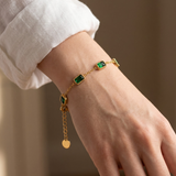 Emerald Cut Green Crystal Bracelet