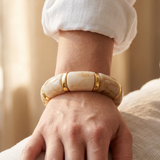 Cream Marbled Link Gold Bracelet