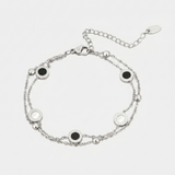 Black and Pearl Double Chain Bracelet