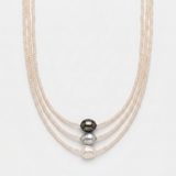 Triple Row Pearl Contrast Necklace