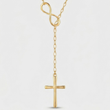 Gold Infinity Cross Pendant Necklace