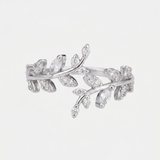 Marquise Leaf Branch Silver Ring