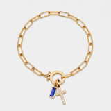 Blue Crystal Cross Mariner Bracelet