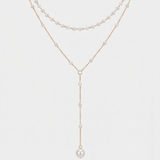 Pearl Strand and Lariat Necklace Set