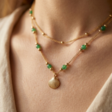 Green Crystal and Shell Necklace