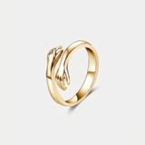 Embracing Hands Adjustable Gold Ring