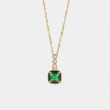 Emerald Cushion Cut Pendant Necklace