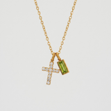 Green Crystal Cross Bead Necklace