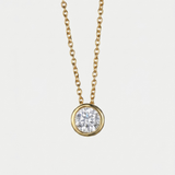 Single Crystal Bezel Gold Necklace